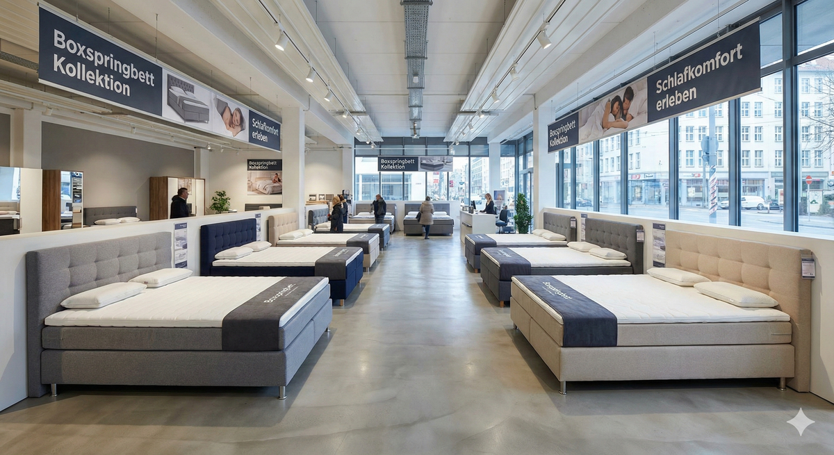 Boxspringbett Showroom für Kunden aus Duisburg – Betten Deluxe Düsseldorf