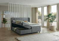 Boxspringbett BD-200 mit Bettkasten – Stoff grau (Mito Slate) | Betten Deluxe