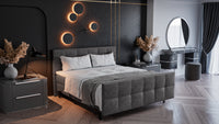 Premium-Boxspringbett BD-2800 – Kunstleder grau (Bulls Grey) | Betten Deluxe