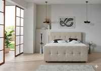 Boxspringbett BD-300 mit Bettkasten – Stoff beige (Mito Naturel) | Betten Deluxe