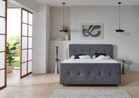Boxspringbett BD-300 mit Bettkasten – Stoff grau (Mito Slate) | Betten Deluxe