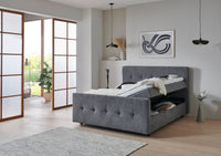 Boxspringbett BD-300 mit Bettkasten – Stoff grau (Mito Slate) – Bild 2 | Betten Deluxe