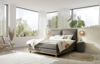 Terra Boxspringbett in Anthrazit mit Kissen-Kopfteil – Schlafzimmer-Ambiente – Betten Deluxe