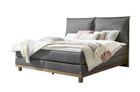 Terra Boxspringbett in Anthrazit mit Kissen-Kopfteil, Größen 140×200 / 160×200 / 180×200 / 200×200 cm – Betten Deluxe