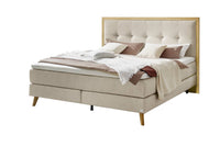 Royal Boxspringbett in Beige mit Kopfteil mit Karosteppung, Größen 140×200 / 160×200 / 180×200 / 200×200 cm – Betten Deluxe