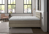 Boxspringbett Van Gogh – Webstoff Beige-Taupe – Seitenansicht | Betten Deluxe