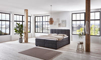 Boxspringbett Renoir – symmetrische Steppung, Samt Graphit – Milieu-Ansicht ohne Fußteil | Betten Deluxe