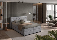 Boxspringbett Rembrandt – Rauten-Steppung, Samt Grau – Milieu-Ansicht ohne Fußteil | Betten Deluxe