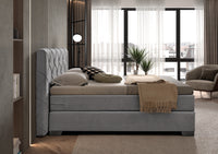 Boxspringbett Rembrandt – Samt Grau – Seitenansicht | Betten Deluxe