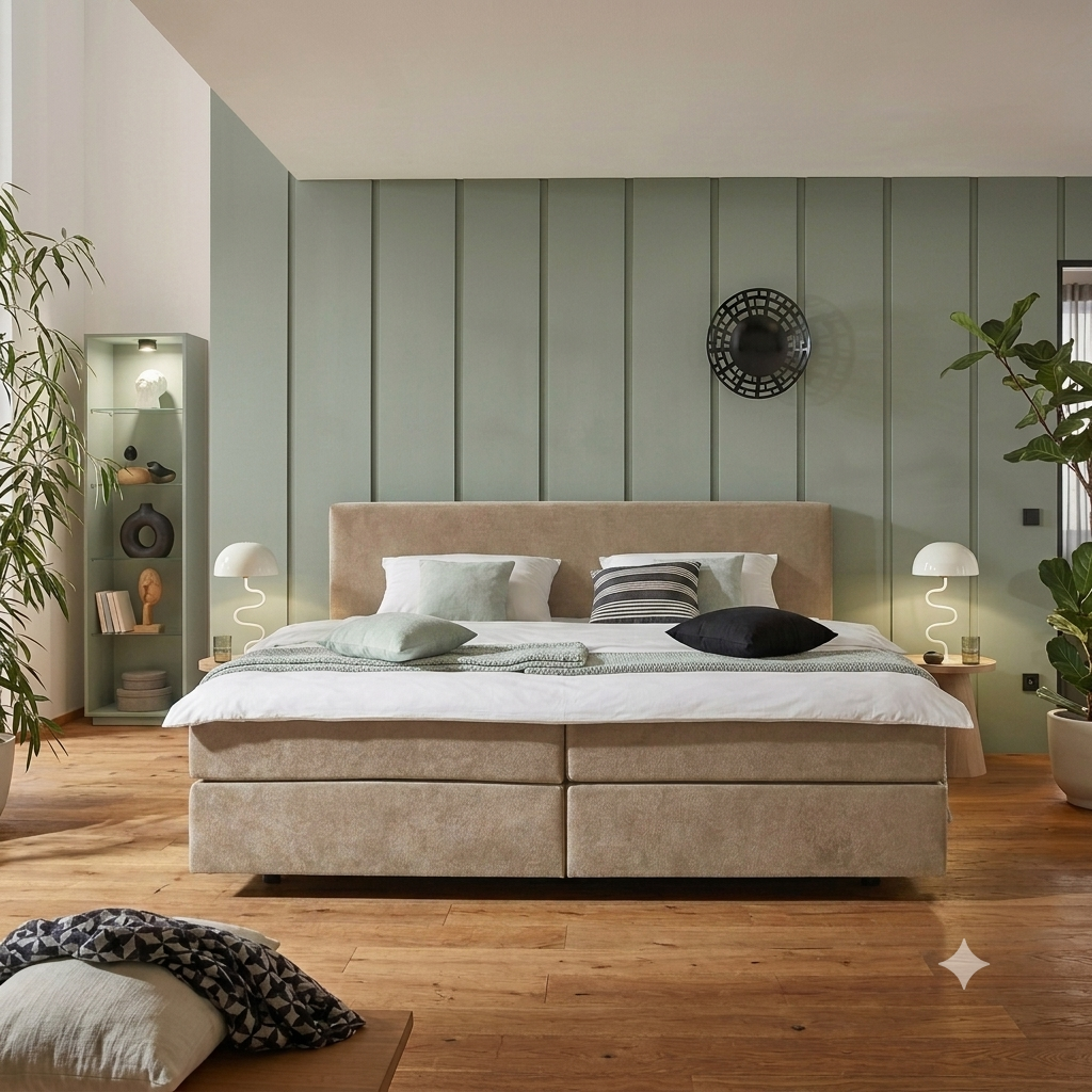 Familienbett Boxspringbett in Beige (240x200 & 280x200) – Betten Deluxe Düsseldorf