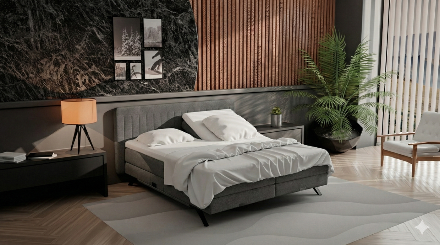 Boxspringbett BD-1900 – Stoff dunkelgrau (Mito Darkgrey) | Betten Deluxe