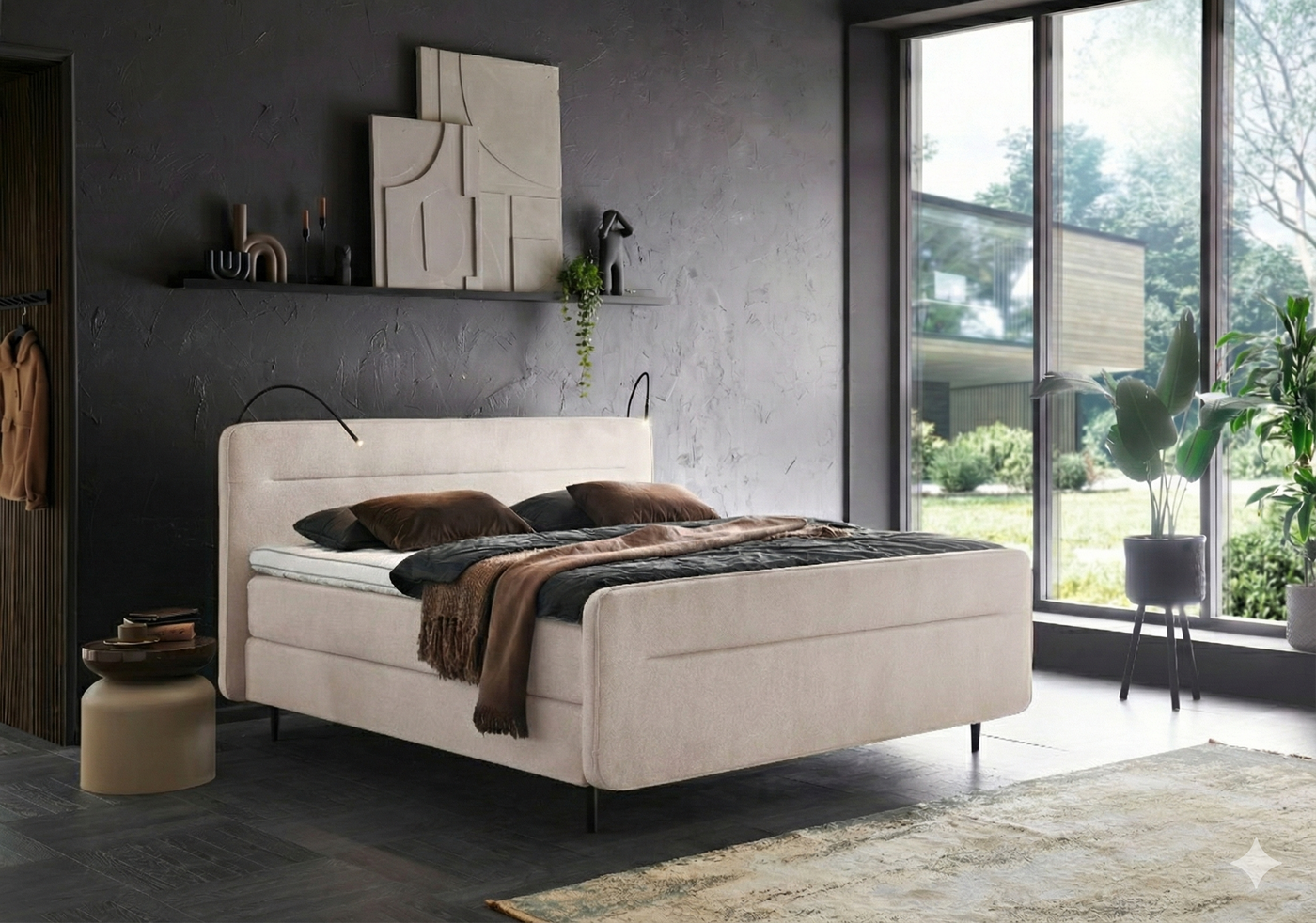 Boxspringbett BD-3300 – Stoff beige (Cyber Naturel) | Betten Deluxe