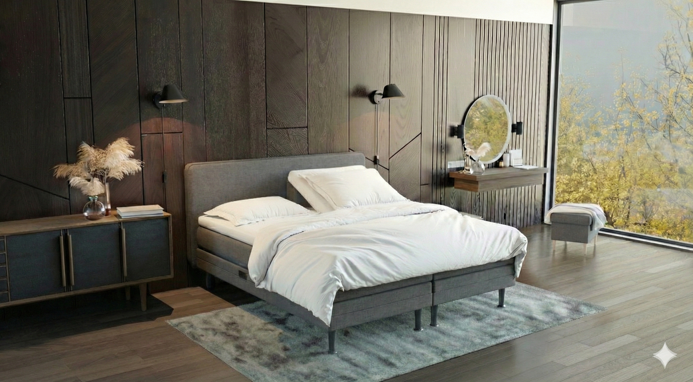 Boxspringbett BD-350 – Stoff anthrazit (Mito Darkgrey) | Betten Deluxe