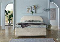 Boxspringbett BD-850 in 140/160/180x200 cm Stoff grau, beige, braun, H2, H3