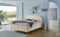 Boxspringbett BD-850 in 140/160/180x200 cm Stoff grau, beige, braun, H2, H3