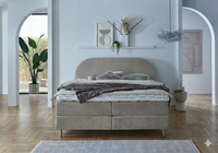 Boxspringbett BD-850 in 140/160/180x200 cm Stoff grau, beige, braun, H2, H3