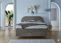Boxspringbett BD-850 in 140/160/180x200 cm Stoff grau, beige, braun, H2, H3