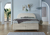 Boxspringbett BD-850 in 140/160/180x200 cm Stoff grau, beige, braun, H2, H3