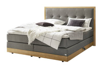 Manor XL Boxspringbett in Anthrazit mit Kopfteil mit Karosteppung & Holzrahmen, Größen 160×200 / 180×200 / 200×200 cm – Betten Deluxe