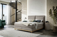 Cloud Boxspringbett in Grau mit gepolstertes Kopfteil – Schlafzimmer-Ambiente – Betten Deluxe