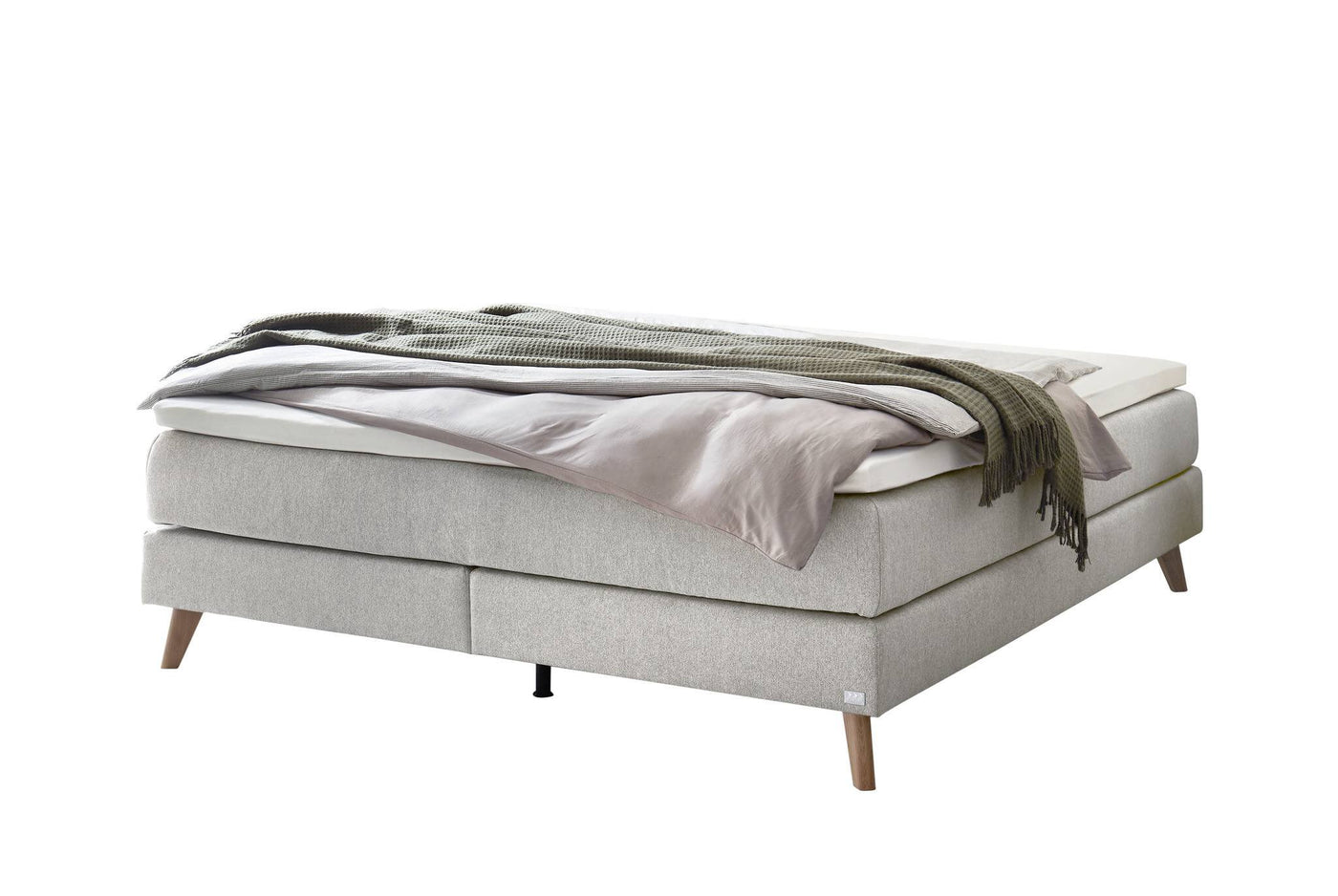 Pure Boxspringbett in Hellgrau mit ohne Kopfteil, Größen 140×200 / 160×200 / 180×200 / 200×200 cm – Betten Deluxe