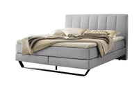 Lumea Boxspringbett in Hellgrau mit Kissen-Kopfteil, Größen 140×200 / 160×200 / 180×200 / 200×200 cm – Betten Deluxe