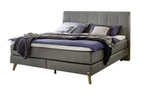 Levi Boxspringbett in Anthrazit mit gestepptes Kopfteil, Größen 140×200 / 160×200 / 180×200 / 200×200 cm – Betten Deluxe