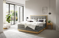 Manor XL Boxspringbett in Anthrazit mit Kopfteil mit Karosteppung & Holzrahmen – Schlafzimmer-Ambiente – Betten Deluxe
