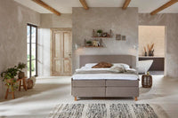 Boxspringbett Davinci – Webstoff Beige – Frontalansicht | Betten Deluxe