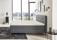 Boxspringbett Pollock – Leinen-Webstoff Natur – Seitenansicht | Betten Deluxe