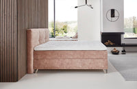 Boxspringbett Michelangelo – Samt Altrosé – Seitenansicht | Betten Deluxe