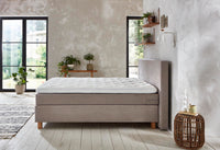 Boxspringbett Davinci – Webstoff Beige – Seitenansicht | Betten Deluxe