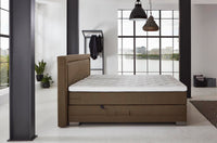Boxspringbett Whistler – Kunstleder Braun – Seitenansicht | Betten Deluxe