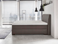 Boxspringbett Rodin – Kunstleder Dunkelbraun – Seitenansicht | Betten Deluxe